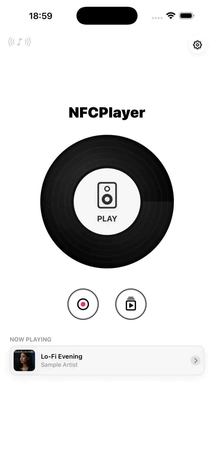 NFCPlayerのスタート画面